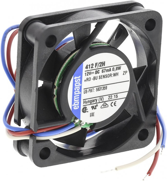 412F/2H, DC Fans Tubeaxial Fan, 40x40x10mm, 12VDC, 5.3CFM, Speed Signal/Open Collector Output