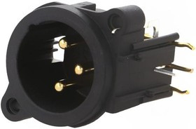 NTR-NC3MAH, Гнездо; XLR; "папа"; PIN: 3; угловой 90°; THT; черный; 6А