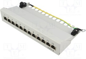 LOG-NP0017A, Patch panel; RJ45; Кат: 6; серый; Кол-во портов: 12