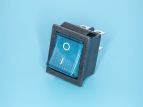 SWR-78BL/L, Выключатель 220В 4 контакта 29х22мм с подсветкой, синий, вкл-выкл