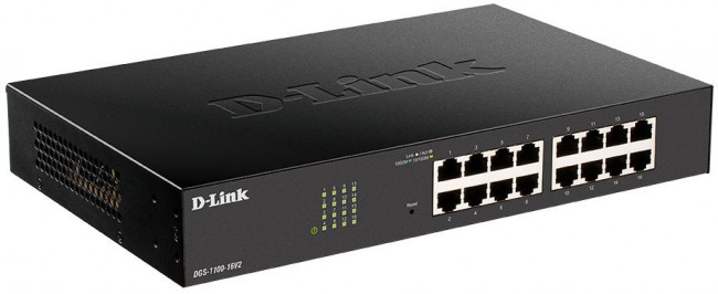 Коммутатор D-Link DGS-1100-16V2/A1A,L2 Smart Switch with 16 10/100/1000Base-T ports8K Mac address, 802.3x Flow Control, 802.3ad Link Aggrega