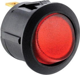 MP004432, Клавишный переключатель, 12VDC, SPST, С Подсветкой, Панель, Красный