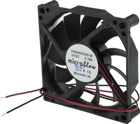 FMA8005AS-M, FMA Series Axial Fan, 5 V dc, DC Operation, 36m³/h, 1.25W, 180mA Max, 80 x 80 x 16mm