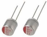 RNS1E470MDN1, Cap Aluminum Polymer 47uF 25VDC 20% (10 X 12.5mm) Radial 5mm 0.02 Ohm 3800mA 2000h 105