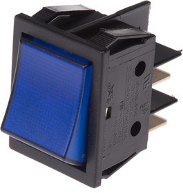 B418C1F000000, Illuminated DPST, On-None-Off Rocker Switch Panel Mount