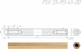 PSV S5-M3-45-00 Стойка для печатных плат, латунь ( аналог PCHSS-45, H-L4500-0600-5-03-X)