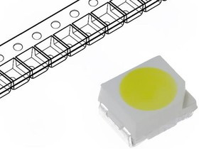 OF-SMD3528WC, Светодиод, SMD, 3528,PLCC2, холодный белый, 1400-2500мкд, 120° OF-SMD3528WC, Светодиод, SMD, 3528,PLCC2, холодный белый, 1400-2500мкд, 120°