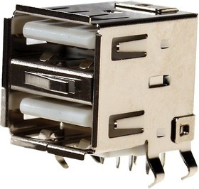 USBA-2J, Розетка USB двойная на плату белая (тип А)