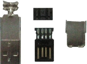 USB-A (DS1107-B), Вилка на кабель (черная), тип А