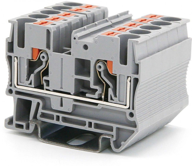 Клемма проходная зажим push-in 2 точки подключения 6кв.мм сер. DKC VPR-6-GY Клемма проходная зажим push-in 2 точки подключения 6кв.мм сер. DKC VPR-6-GY