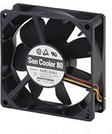 9A0812H4011, 9A Series Axial Fan, 12 V dc, DC Operation, 61.8m³/h, 1.56W, 130mA Max, 80 x 80 x 25mm