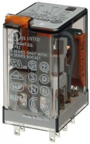 55.32.9.012.0040PAS, Миниатюрное универсальное электромеханическое реле; монтаж в розетку; 2CO 10A; контакты AgNi; катушка 12В DC; степень з