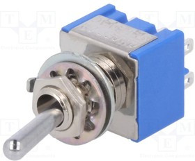 MS-500H-B, Переключатель: тумблер, Пол: 3, DP3T, ON-OFF-ON, 6A/125ВAC, 1кВ