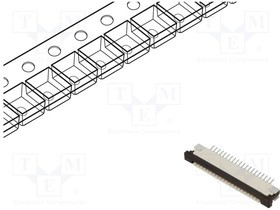 FFC3B11-20-T, CONN, FPC, R/A RCPT, 20POS, 1ROW, 1MM