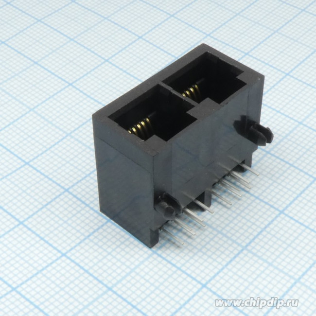 43223-6101, Conn RJ-11 RCP 12 POS 2.54mm Solder RA Thru-Hole 12 Terminal 2 Port Cat 3/Cat 4 Tray