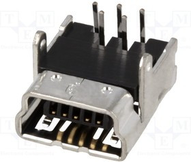 UB-M5BR-DM14-4D, Гнездо; USB B mini; на PCB; THT; PIN: 5; угловой 90°; USB 2.0