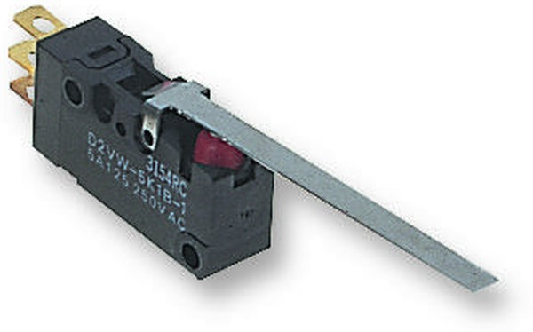 D2VW-5L1B-1, Микропереключатель, Мгновенного Действия, Длинный Рычаг, SPDT, Пайка, 5 А, 30 В DC
