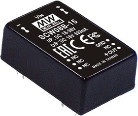 SCW08A-05, DC/DC преобразователь, 8Вт, вход 9-18В,выход 5В/1.6А SCW08A-05, DC/DC преобразователь, 8Вт, вход 9-18В,выход 5В/1.6А