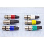 Разъем микрофонный XLR (Canon) гнездо 3 контакта металл с цангой на кабель, синий; № 9311Bl гн мик X