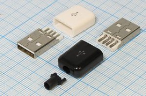 Разъем USB вилка, тип A, контакты на кабель, USB-A SP[20]
