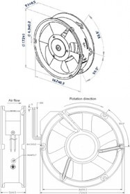 Вентилятор Krubo K-AC17251-A230-27 230V 26W 0.11A 172x162x51