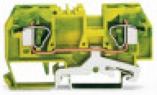 282-907, 2-пров. клемма с заземлением, 0,2 - 6 мм2, желто-зелёная