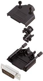 6355-0032-02, D-Sub Connector Kit, DA-15 Plug, Solder, Steel