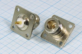 Разъем N розетка, на блок, фланец 4 отверстия Разъем N розетка, на блок, фланец 4 отверстия
