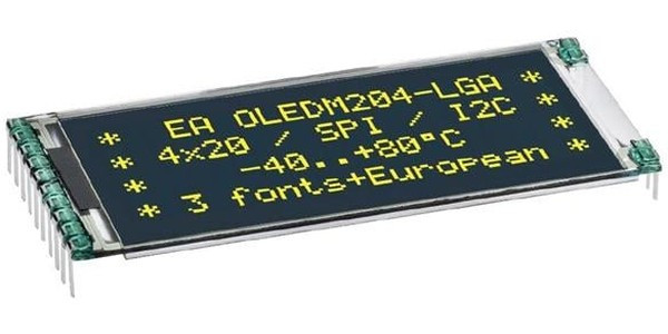 EA OLEDM204-LWA, 2in White OLED Display 4 x 20pixels I2C, SPI Interface