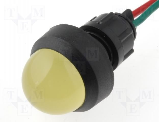LKD12-24-Y, Индикат.лампа: LED, выпуклый, 12-24ВDC, 12-24ВAC, Отв: d13мм, IP20