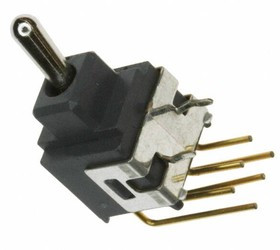 A22JH, Toggle Switches DPDT ON-ON .248 BAT RIGHT ANGL PC .4VA