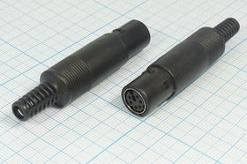 Гнездо miniDIN с пластиковым хвостом, на кабель, 6 контактов; №2724 гн miniDIN\ 6HP\каб\пл хвост\\[S-VHS]\