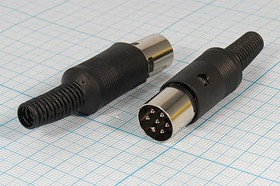 Разъем DIN 6P вилка, на кабель, пластик хвост, AP-362-D Разъем DIN 6P вилка, на кабель, пластик хвост, AP-362-D