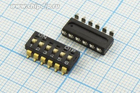 DIP переключатель на 6позициий SMD, шаг 2.54мм; №2592 ПDIP-06\12C2,54\ ON-OFF\SMD\DM-06\