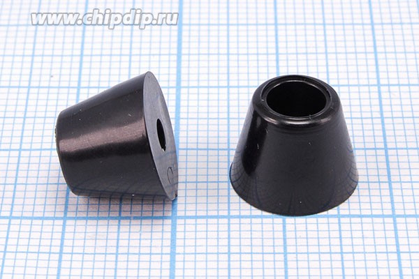 RL-SR-12x8x9, Ножка приборная коническая, армированная шайбой, ø12 мм, высота 9 мм; № 15701 ножка прибор 12x9\h- 3,0/отв 3,0\резин\конус\