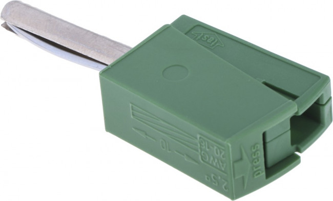 WGO-215411, Вилка, "банан" 4мм, 20А, зеленый, 42В, 3,86г, 40мм WGO-215411, Вилка, "банан" 4мм, 20А, зеленый, 42В, 3,86г, 40мм