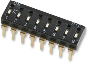 MCEIR-08, DIP / SIP переключатель, 8 схем(-а), Ползунок, Сквозное Отверстие, SPST, 24 В DC, 25 мА