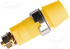 SAB6922AU-GE, Гнездо, "банан" 4мм, 32А, 1кВ, желтый, позолота, винтами, 38,7мм