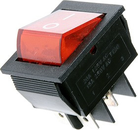 IRS-201-2A3 (красный), Переключатель с подсветкой ON-OFF (15A 250VAC) DPST 4P