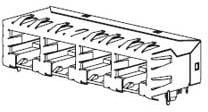 44150-0006, Modular Connectors / Ethernet Connectors 8/8 4 PORTS RA LOW PROFILE