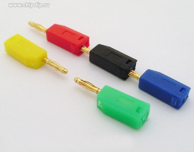 Переходник:штекер BANANA 2мм на гнездо BANANA 2мм и боковое гнездо для кабеля до 2мм,жёлтый; №12603Y штек BANANA 2-гн BANANA 2-гн d2\\жел\\\