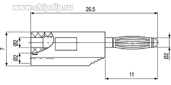 Переходник:штекер BANANA 2мм на гнездо BANANA 2мм и боковое гнездо для кабеля до 2мм,жёлтый; №12603Y штек BANANA 2-гн BANANA 2-гн d2\\жел\\\