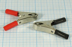 Зажим металлический с красным изолятором, размер 52x22x10мм; №1505 зажим L 52x22x10\10А\каб\ обж/пайка\\мет кр\