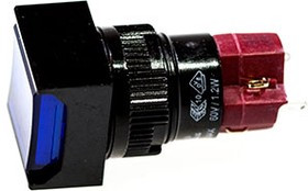 D16LMS2-1ab0B, кнопка без фиксации квадр. 250В/5А, синяя головка