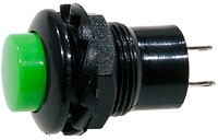 202G, кнопка 250В/2А зеленая без фиксации