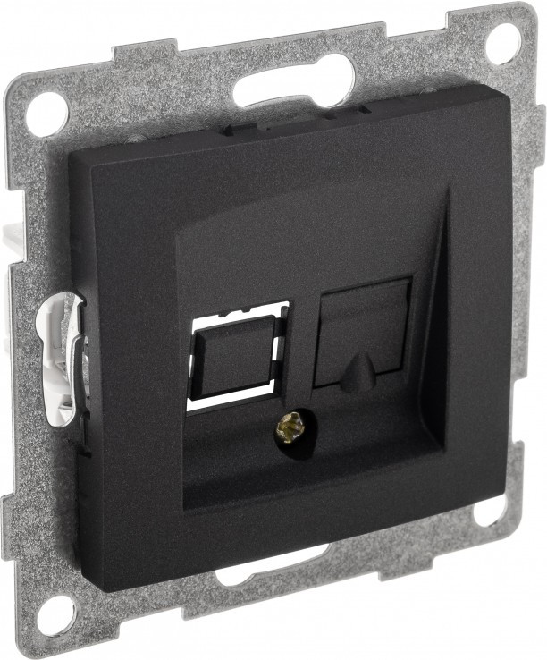 Bravo МЕХ. розетки тел. RJ12, одинарной, СУ, графит С10Т1-010