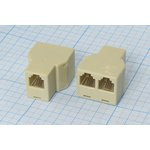 Разъем телефонный 6P4C-Разъем телефонный 6P4Cx2 розетка, контакты 4P, RJ-11