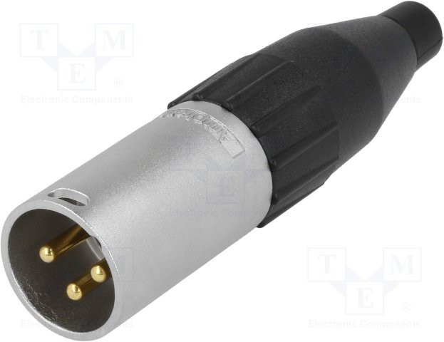 AC3MM-AU, Вилка, XLR, "папа", PIN: 3, прямой, на провод, пайка, позолота, 133В