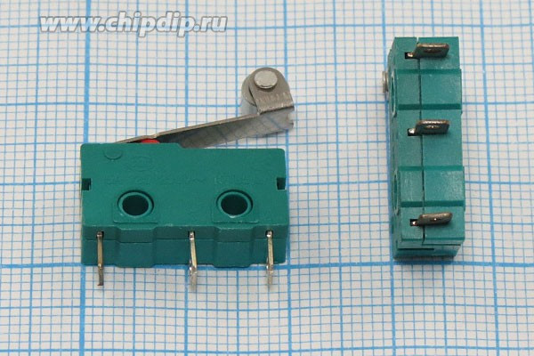 Микропереключатель, размер 20x 6 x10, 3А, переключение ON-(ON), размер концевика L17, MSW-13