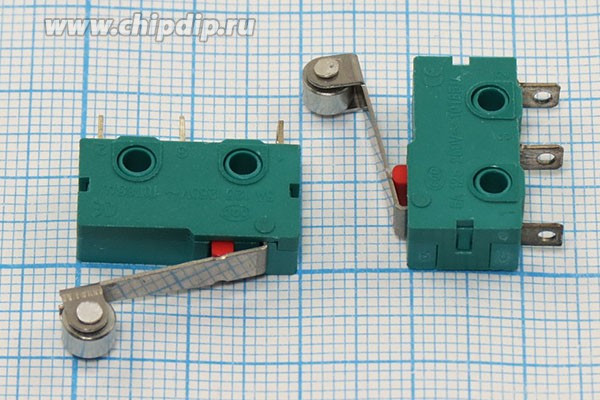 Микропереключатель, размер 20x 6 x10, 3А, переключение ON-(ON), размер концевика L17, MSW-13